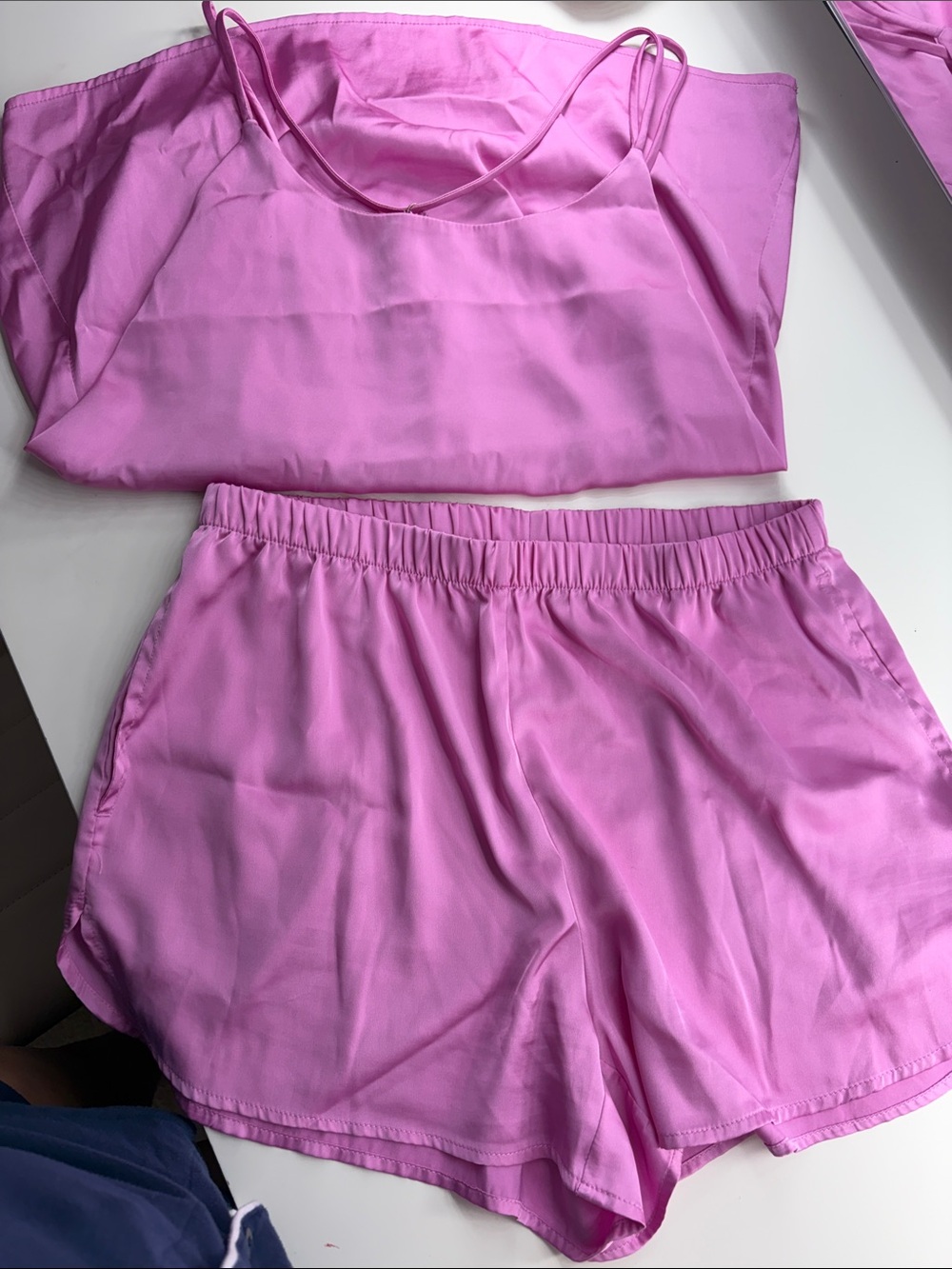 Auden Pink Satin-Look Cami & Elastic-Waist Shorts Set